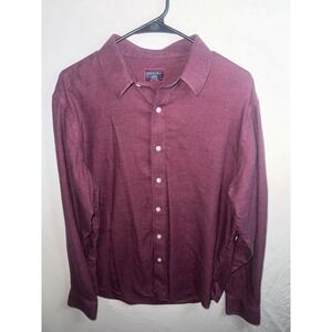 Men's UNTUCKit Micro Plaid Red Long Sleeve Button Up Shirt Size Large Slim Fit